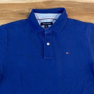 Tommy Hilfiger Polo Shirt Mens Medium Blue Classic Fit Short Sleeve